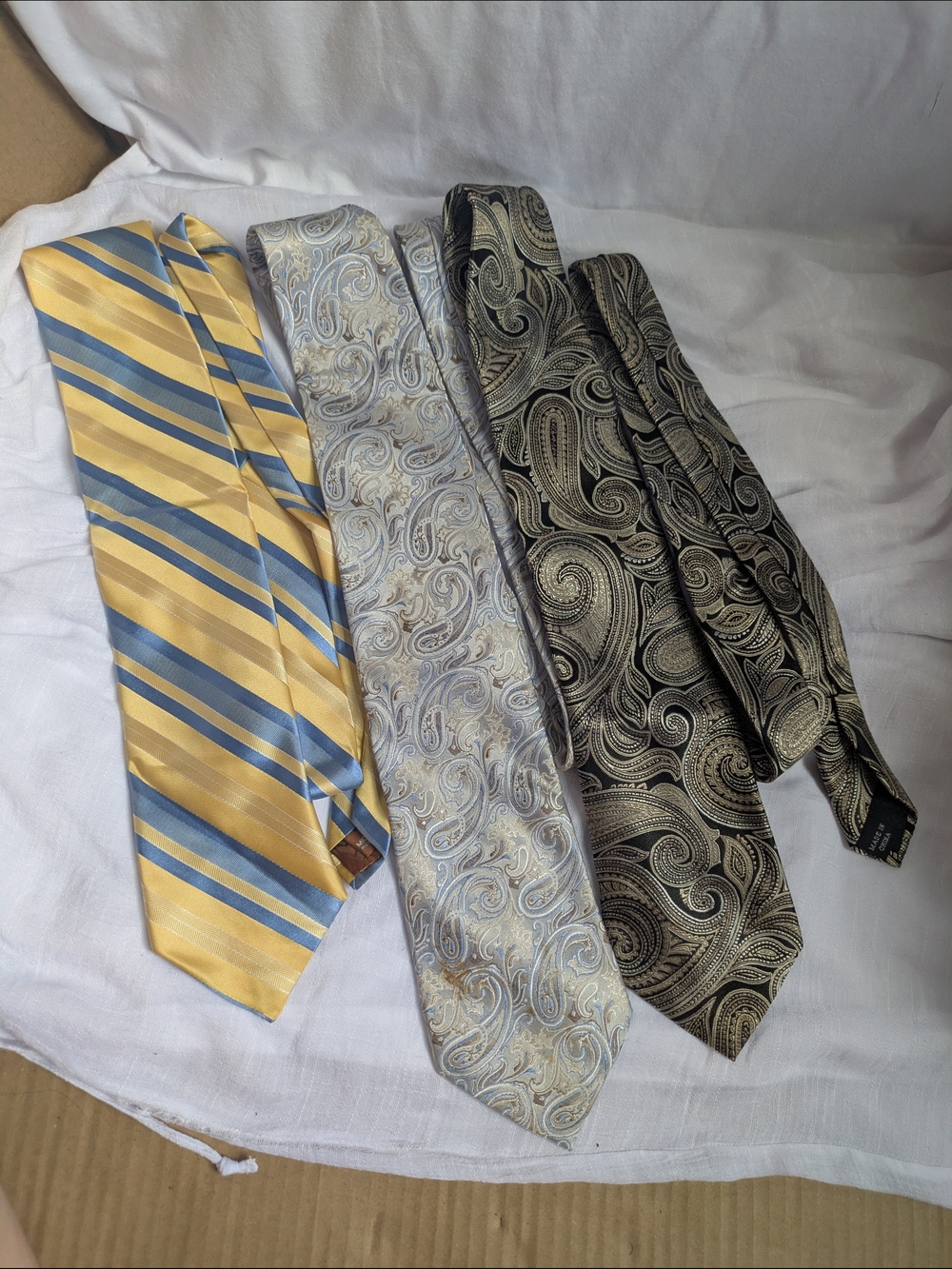 Sean John Men's Tie Set - Yellow, Light Blue, Silver, Black Paisley & Striped